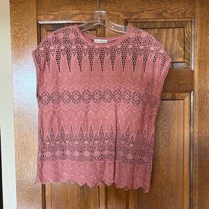 Ulla Johnson size 6 pink hand embroidered and crocheted top